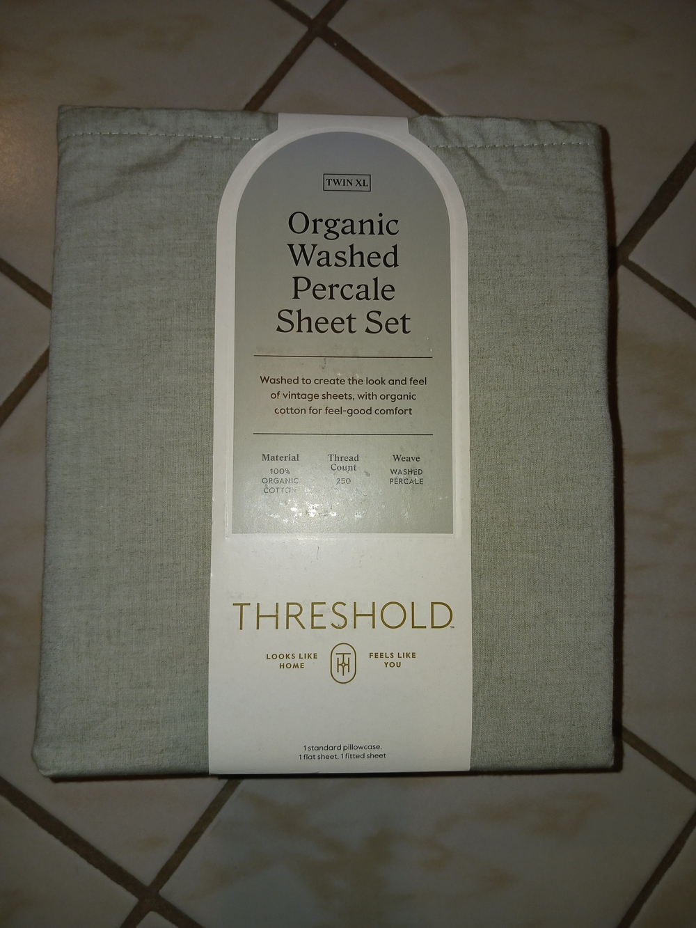 ✨️SEALED✨️ Threshold Organic Washed Percale Sheet Set Green Chambray